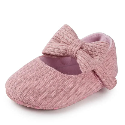 Meckior Spring Autumn Cotton Sole Baby Girl Shoes – Newborn Toddler Bow Love First Walkers Anti-Slip Moccasins