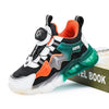 Kids Breathable Mesh & PU Leather Sneakers - Lightweight School Sports Running Shoes (Ages 7-13)