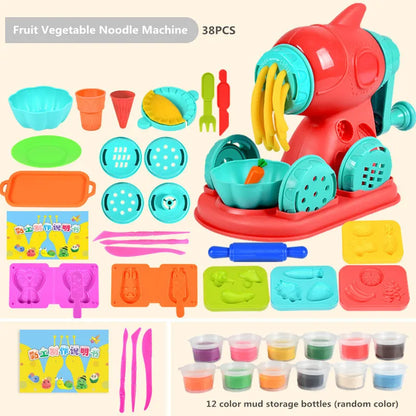 12-Color Creative Kids Clay Toy Set - Plasticine Tool Kit with Hamburger, Noodle, and Ice Cream Mold for Playhouse Fun