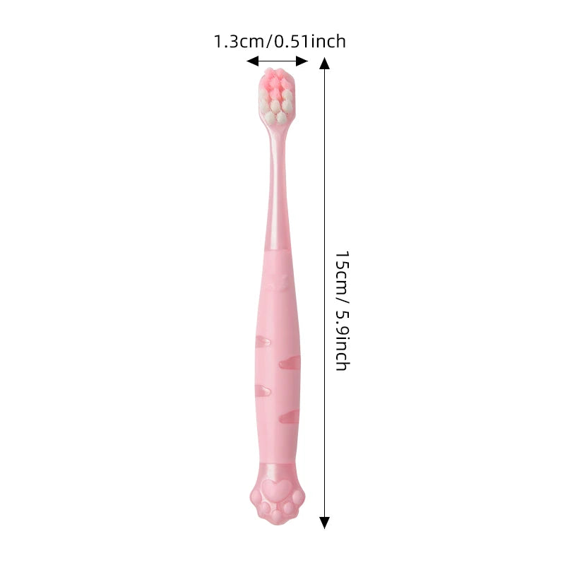 Children Toothbrushes for 2-6 Years Old Soft Bristles Deep Clean Blind Areas Gum-Friendly Cat Paw Anti-Slip Independent Pack