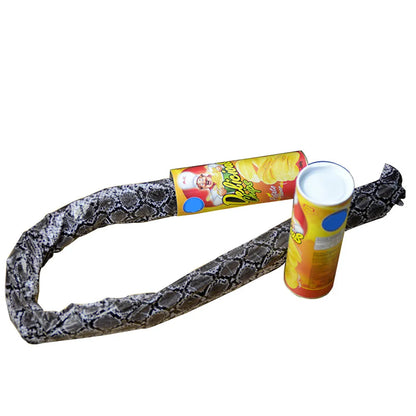 Jumping Spring Snake Gag in Potato Chip Can — 51 in (130 cm) Prank Toy, 1-Pack for Halloween & April Fools