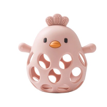 Baby Silicone Hollow Teether - BPA-Free, 0-12 Months, Cartoon Cute Chick Rattle, Infant Toys, Baby Accessories Gift