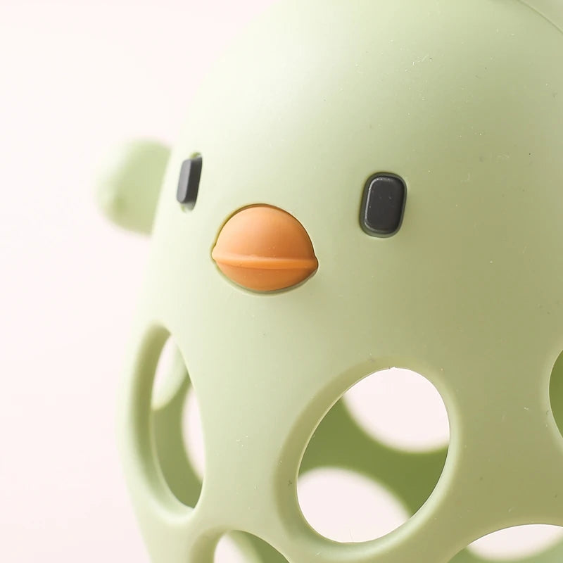 Baby Silicone Hollow Teether - BPA-Free, 0-12 Months, Cartoon Cute Chick Rattle, Infant Toys, Baby Accessories Gift