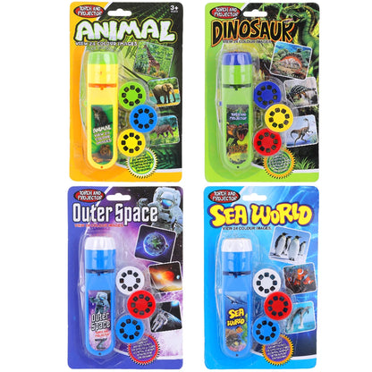 Dinosaur Projection Flashlight for Kids — Cartoon Bedtime Projector Toy with 3 Slides, Educational Night Light