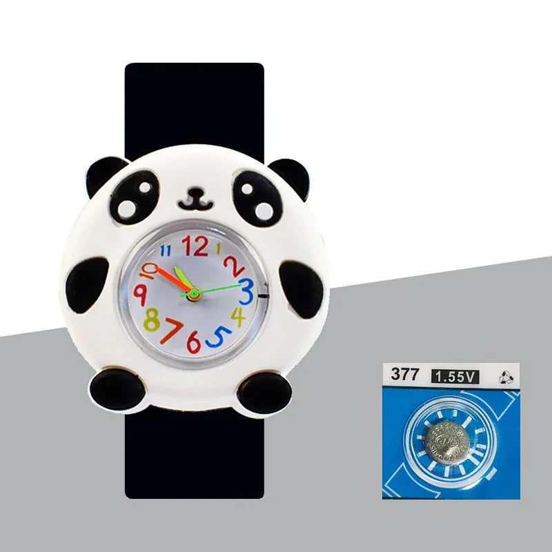 Children’s Cartoon Watch for Ages 2-14 Boys and Girls Soft Silicone Slap Bracelet Student Wristwatch