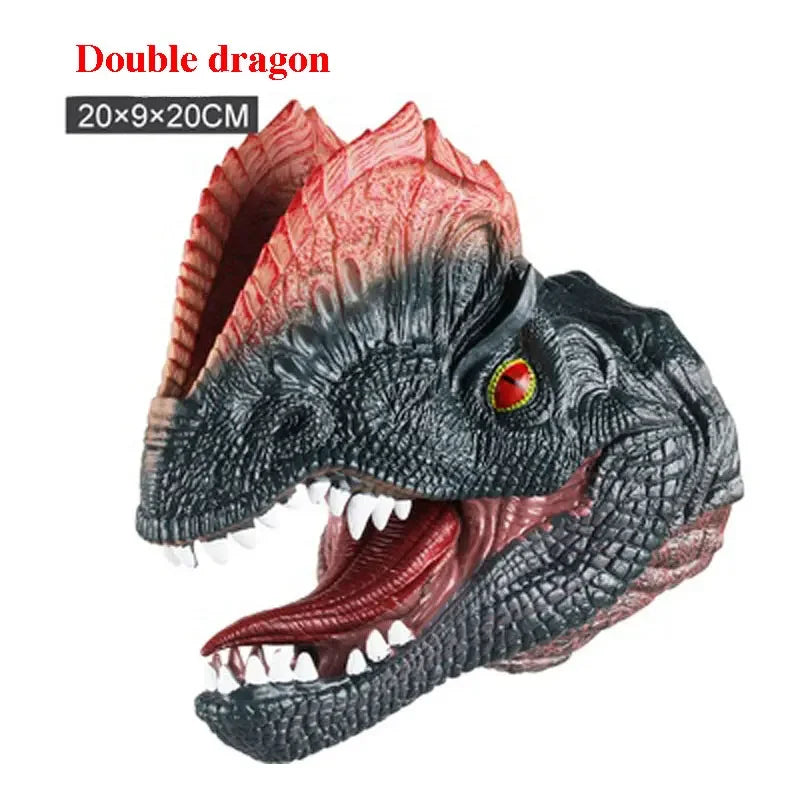 Soft Vinyl Dinosaur Hand Puppet, Rubber Animal Head Toy Glove Gift for Halloween