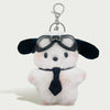 Kawaii Sanrio Pilot Dog Plush Keychain, Cute Pochacco Bow Bag and Car Mirror Pendant