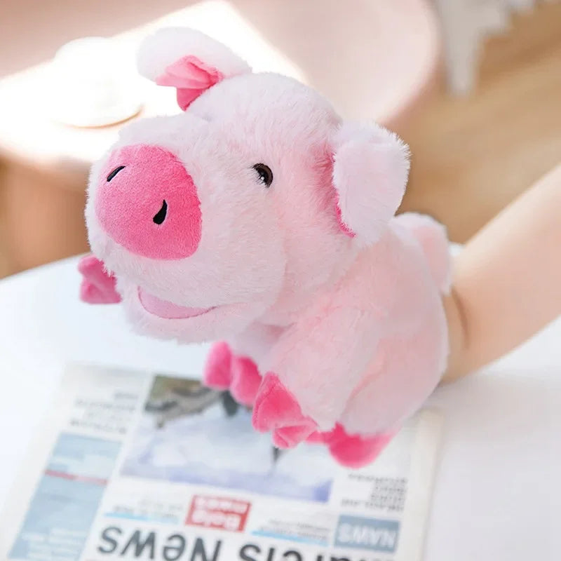 Stuffed Plush Hand and Finger Puppets, Duck Lamb Cow Dog Horse Educational Toy for Kids