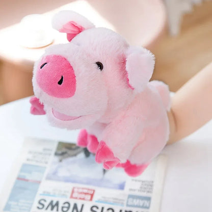 Stuffed Plush Hand and Finger Puppets, Duck Lamb Cow Dog Horse Educational Toy for Kids