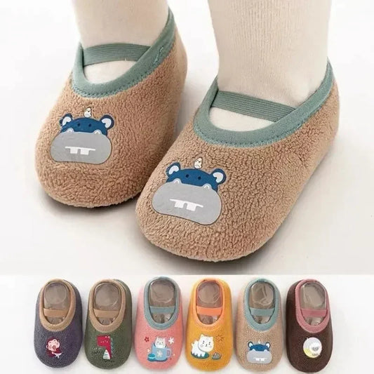 Baby Anti-Slip Socks Newborn Warm Crib Floor Shoes with Rubber Sole for Children Boy Toddler Girl Infant Cute Kids Slippers