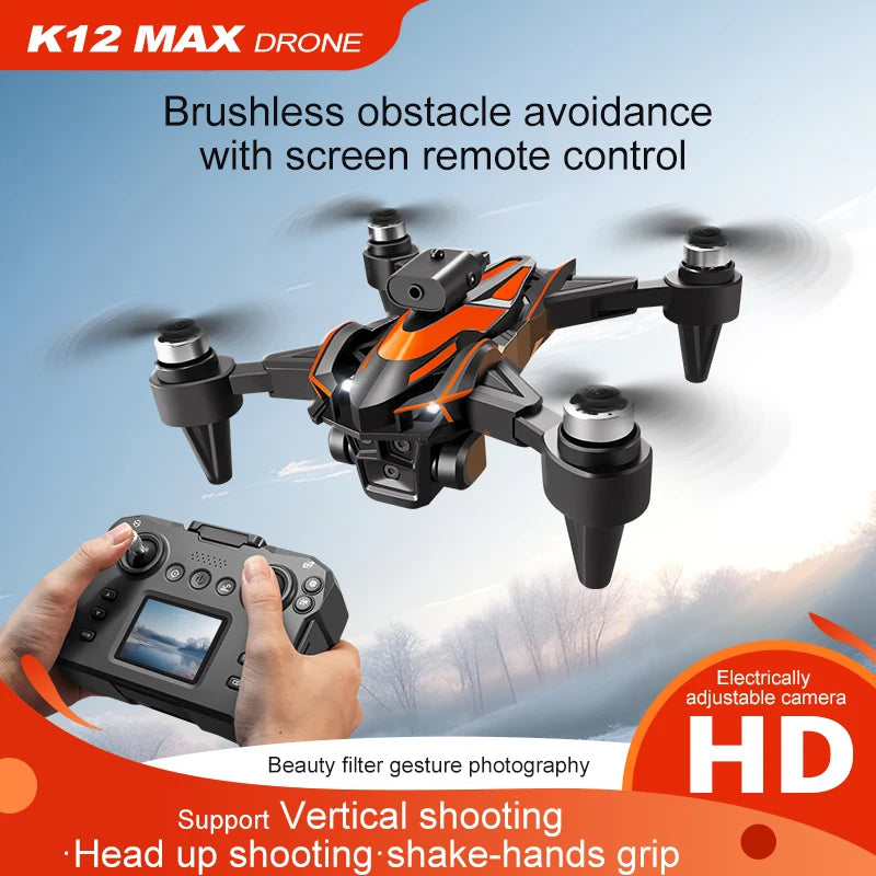 K12 Max RC Drone – 8K HD Camera Foldable Quadcopter with Brushless Motor and Obstacle Avoidance