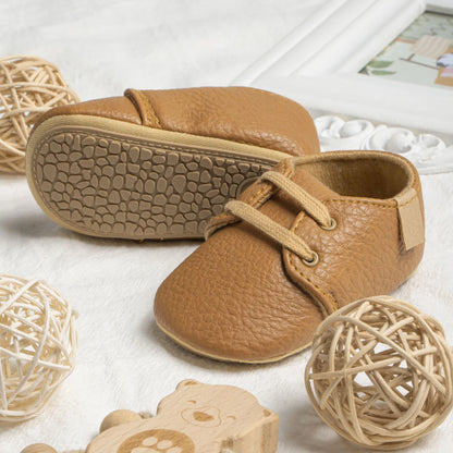 Meckior Baby Shoes Retro Leather Boy Girl Multicolor Toddler Rubber Sole Anti-Slip First Walkers Infant Shoes