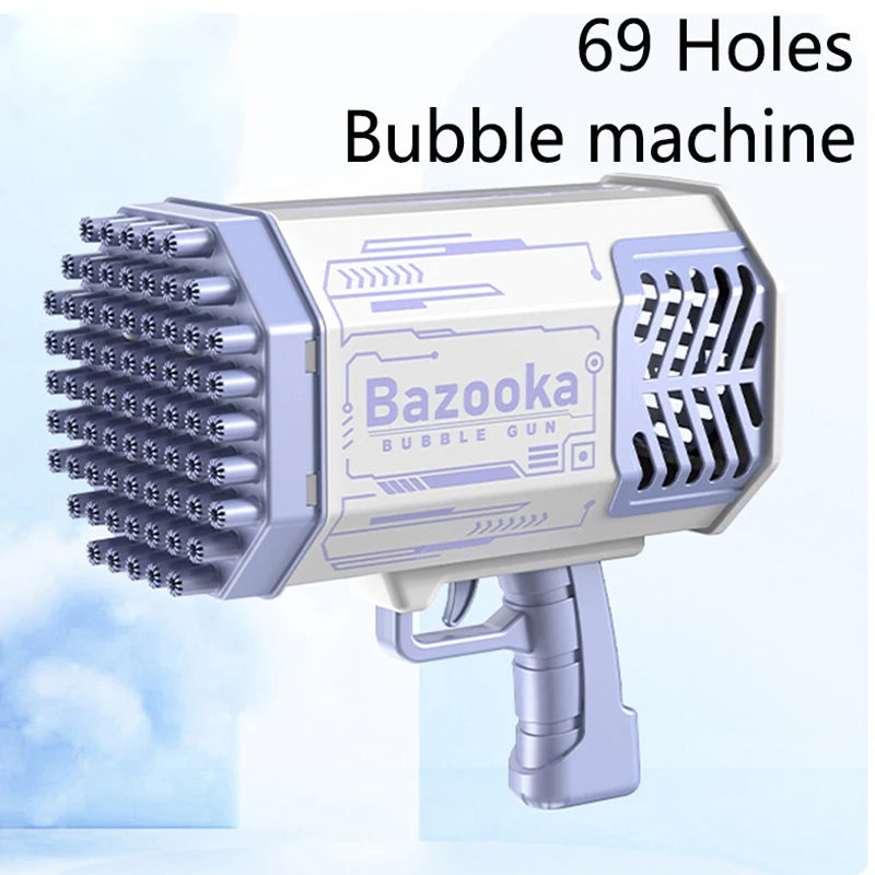 40/69-Hole Bubble Machine for Kids & Adults — Portable Battery-Powered Bubble Gun & Soap Blower, Ages 3+