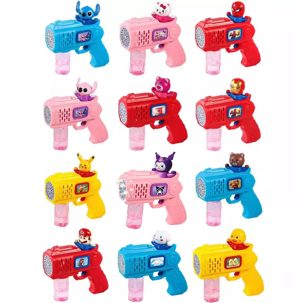 MINISO Hello Kitty Battery-Powered Bubble Gun Toy - Rocket Launcher Bubble Machine (Requires 4 AA Batteries, No Bubble Solution Included)