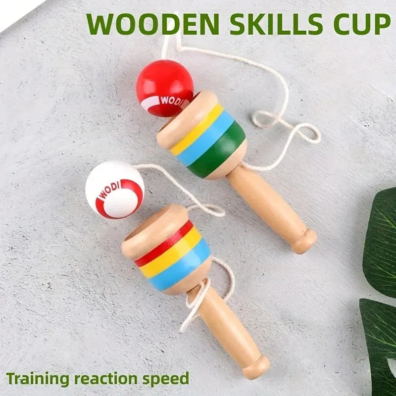 Montessori Wooden Skill Sword Cup Toy - Develop Intelligence, Smooth Educational Traditional Games, Throw and Catch Ball Toy