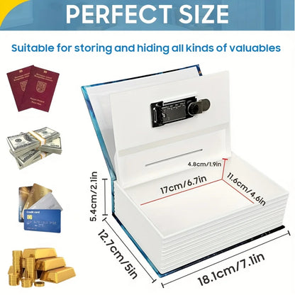 Book-Shaped Safe with Combination Lock Hidden Money Box Secret Storage Vault for Kids Birthday and Christmas Gift