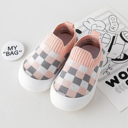 Spring New Slip-On Toddler Shoes – Non-Slip Classic Plaid First Walkers for Boys & Girls, Autumn Sport Sneakers