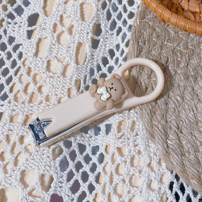 New Cute Cartoon Bear & Bunny Nail Clippers – Anti-Splash Nail Trimmer, Baby Nail Care Accessories, Manicure Tools