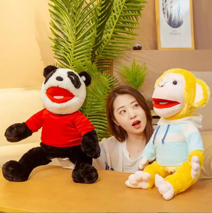Slappy Animal Hand Puppets, Dinosaur and Panda Plush Toys for Kids Theater or Gift