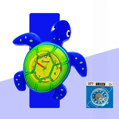 Children’s Cartoon Watch for Ages 2-14 Boys and Girls Soft Silicone Slap Bracelet Student Wristwatch