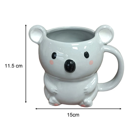 Kids Ceramic Animal Mug with Handle – Heat-Resistant 400–500ml (13.5–16.9 fl oz) Cartoon Bear & Panda Milk Cup