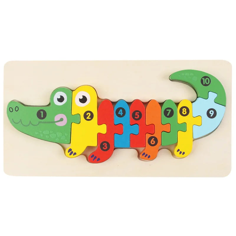 Wooden Educational 3D Building Blocks – Cartoon Animal Puzzle Toy for Babies, Ages 1 to 3 Years