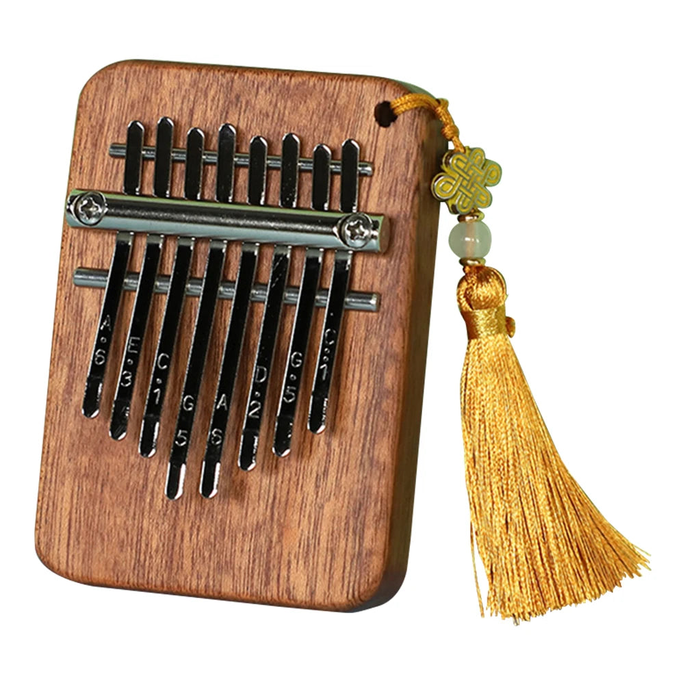 8-Key Small Wooden Kalimba Mini Thumb Piano with Tuning Hammer Retro Finger Piano Gift for Kids Beginners