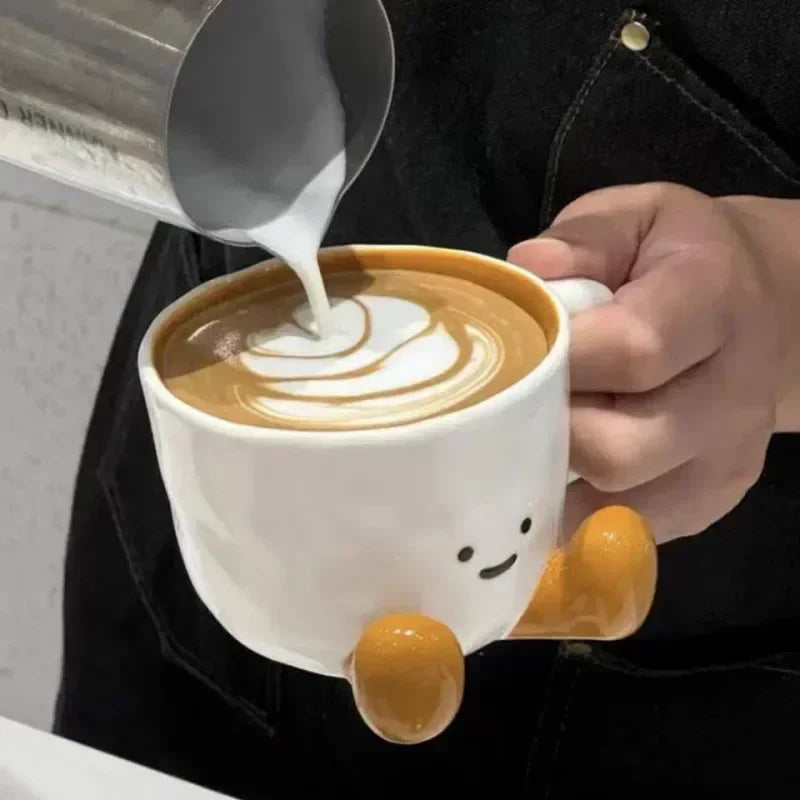 Cartoon Couple Ceramic Coffee Mug - Cute Breakfast Tea & Milk Cup (1-Pack)