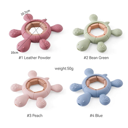 1pc BPA-Free Silicone Turtle Teether - Rodent Shape Baby Gum Pain Relief with Wooden Teether Ring | Infant Sensory Toy Gift