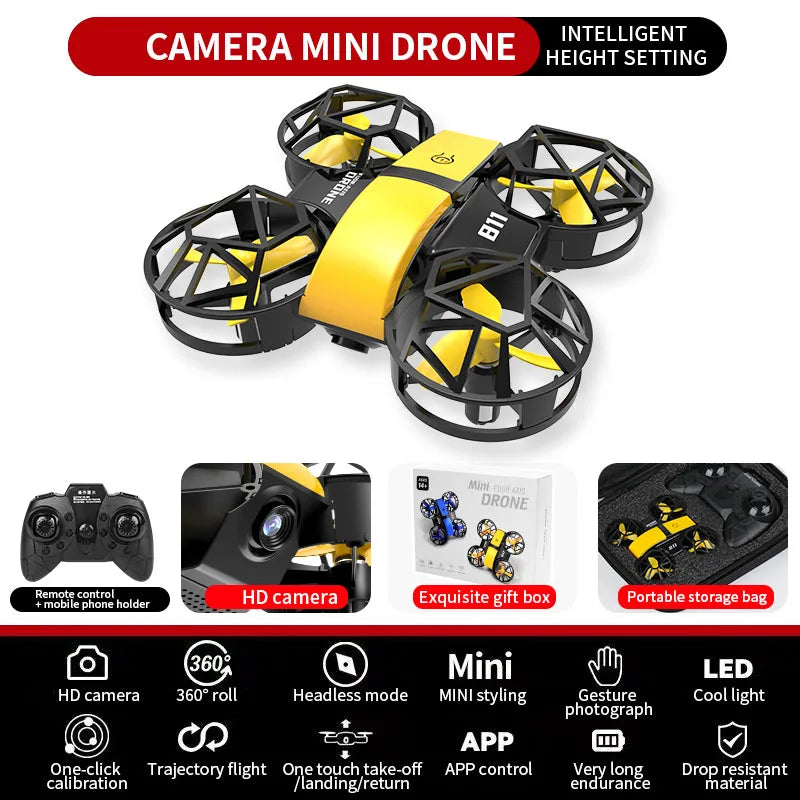 Dowellin D12 Mini RC Drone – Remote Control Quadcopter with HD Dual Camera and Fixed Height