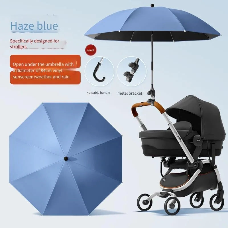 Baby Stroller Solid Color Sunade Umbrella Sunshade Bendable Arm Clip-On Handle Trolley Sunshade Accessory for Outdoors