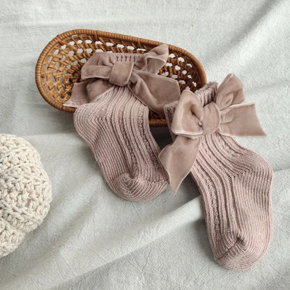 Winter Baby Socks Boy Girl Newborn Autumn Big Bow Cotton Mid-Tube Warm Socks Toddler Infant Accessories