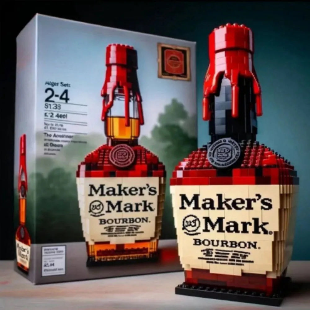 Whiskey Bottle Building Block Model – Creative Wine Bottle Assemble Toy for Home Decor