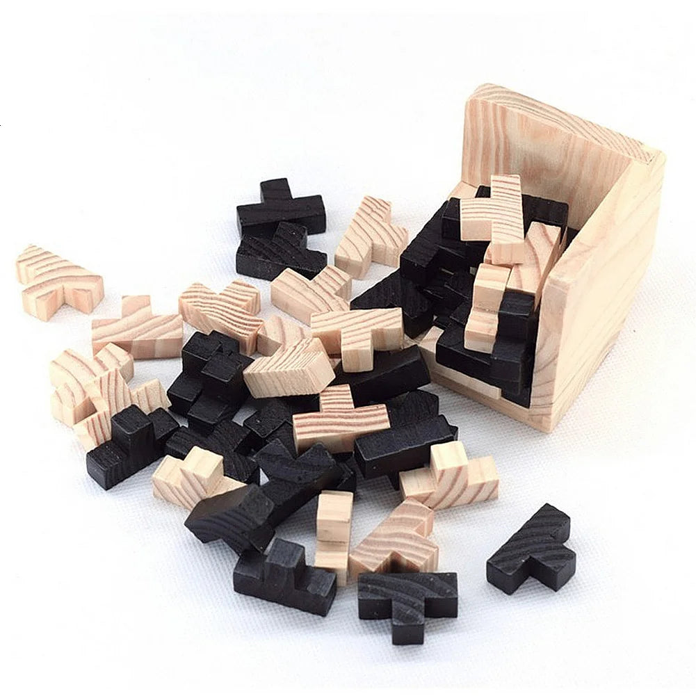 3D Cube Puzzle Luban, Interlocking Creative Educational Wooden Toy, Brain IQ Mind Game, Early Learning Gift for Children, Letter 54T