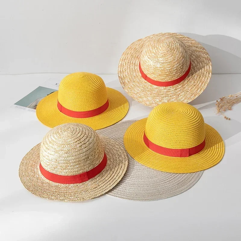 Anime Luffy Straw Hat Cosplay Sun Cap – Unisex Kids Parent-Child Summer Sunshade (30–35 cm / 11.8–13.8 in)