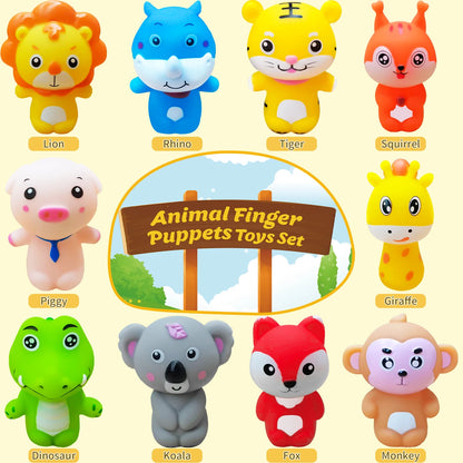 10PCS Soft Rubber Animal Finger Puppets, Role Play Storytelling Educational Toys for Kids