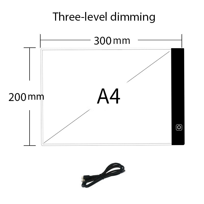 LED Drawing Copy Pad – 3-Level Dimmable Board for Animation Painting, Adjustable Light Notepad Educational Toy Gift for Children