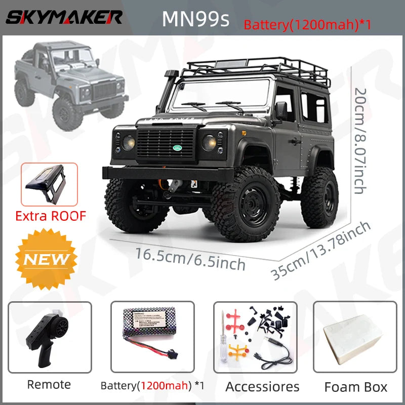 MN99s MN98 1:12 RC Rock Crawler Defender with 4WD and 2.4G Remote Control