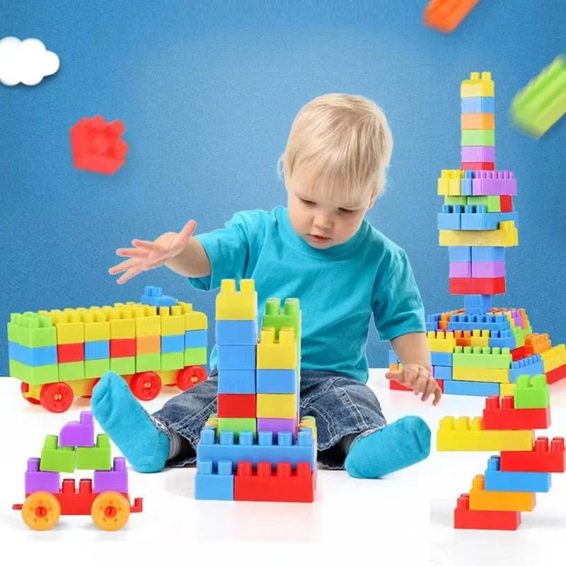 130PCS Large Particle Building Block Set – Creative Stacking Toys for Kids, Early Education Educational Plastic Splicing Toys