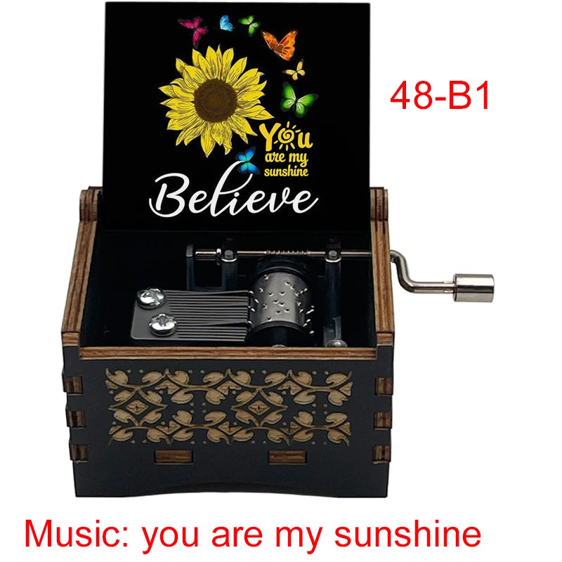 You Are My Sunshine Quote Print Wooden Music Box Birthday Party Favor Gift for Kids