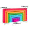 Montessori Wooden Rainbow Stacking Game – Eight Layers Square/Arch Colorful Stacker, Color Recognition Building Blocks Toy