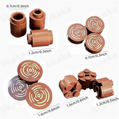 50PCS Brown Tree Stump Building Blocks – City Farm Wooden Accessories Set, DIY Toy Parts for Kids, Birthday Gift