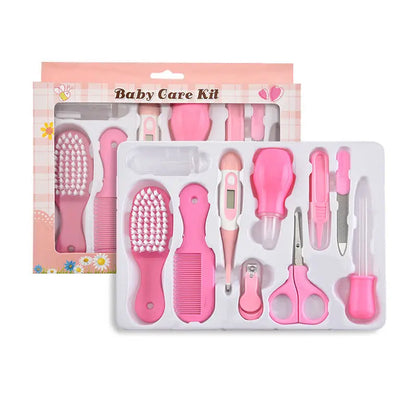 10PCS/Set Baby Health Care Kit - Kids Nail Clippers, Hair Grooming Brush, Thermometer, Teether, Toothbrush - Baby Essentials