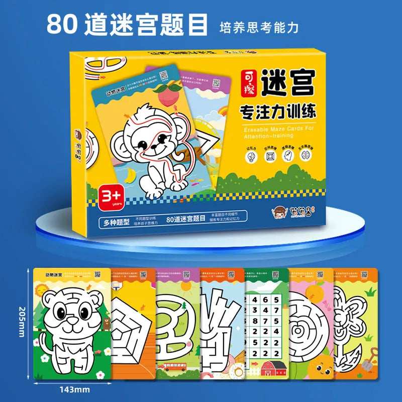 Maze Activity Book Puzzle Game for Students, Educational Thinking and Attention Development