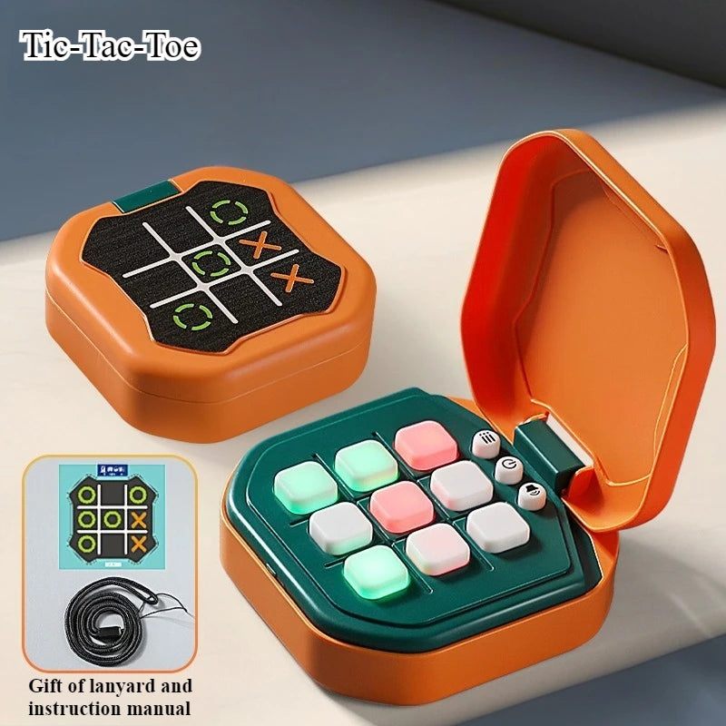 Multifunctional Electronic Tic-Tac-Toe Board Game Montessori Puzzle Chess Set Portable for Adults and Kids