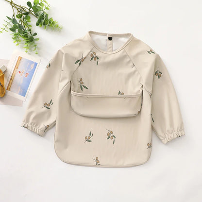 Waterproof Long-Sleeve Baby Bib with Pocket – Full-Cover Feeding Apron & Smock - Kidzy Market