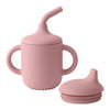 1PC Two Lids Baby Silicone Straw Cup - BPA-Free, Portable Snack Storage Container, Feeding Cup for Kids, Learning Drink Cup