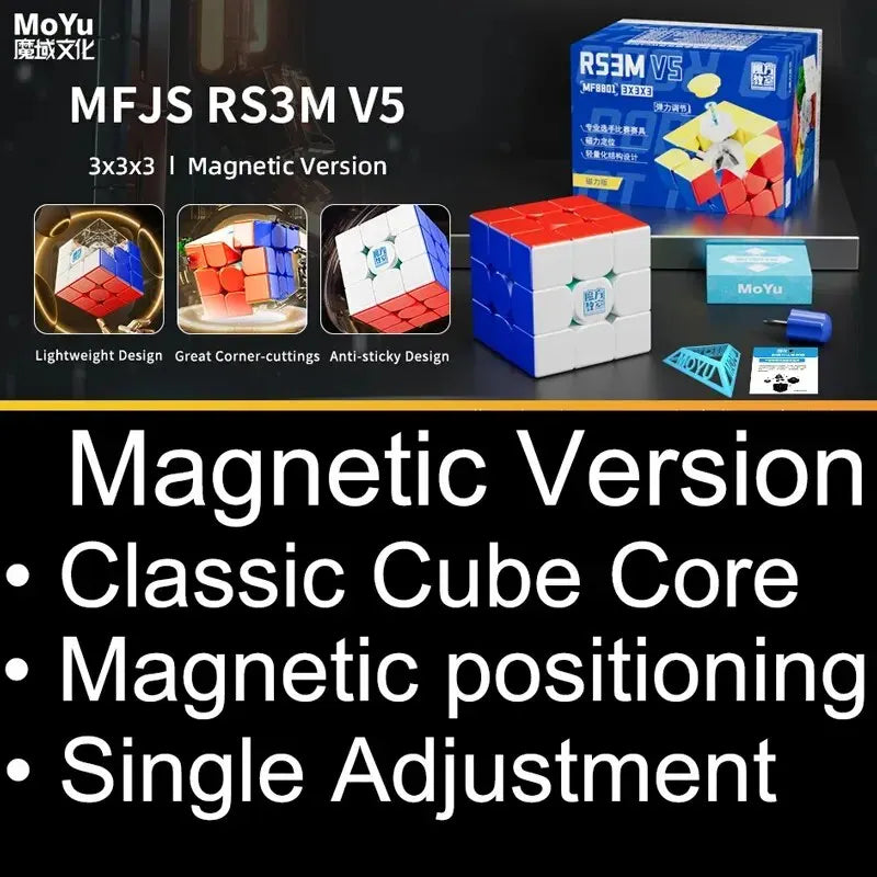 MoYu RS3M V5 3x3 Magnetic Magic Speed Cube, Professional Fidget Toy, RS3 M 2023 V5, Cubo Magico Puzzle