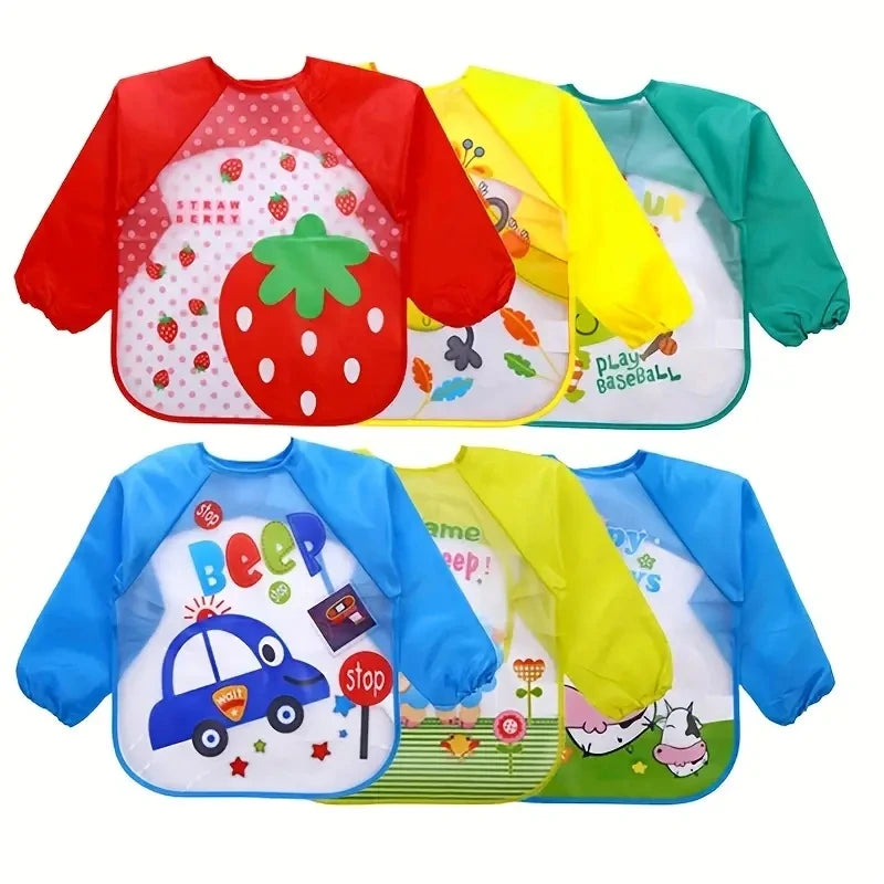 Waterproof EVA Full Sleeve Baby Bibs | Long Sleeve Children Feeding Smock Apron | Kids Eating Breastplate & Infant Scarf Clothing - Kidzy Market