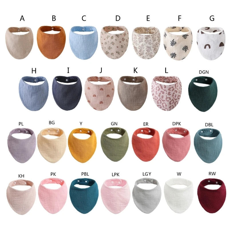 Organic Cotton Baby Bibs | Muslin Scarf Bandana Burp Cloth for Boys & Girls | Absorbent Triangle Gauze Feeding Bibs - Kidzy Market